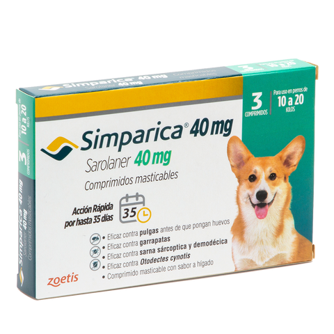 SIMPARICA 40 MG 10-20 KG 3 COMPRIMIDOS