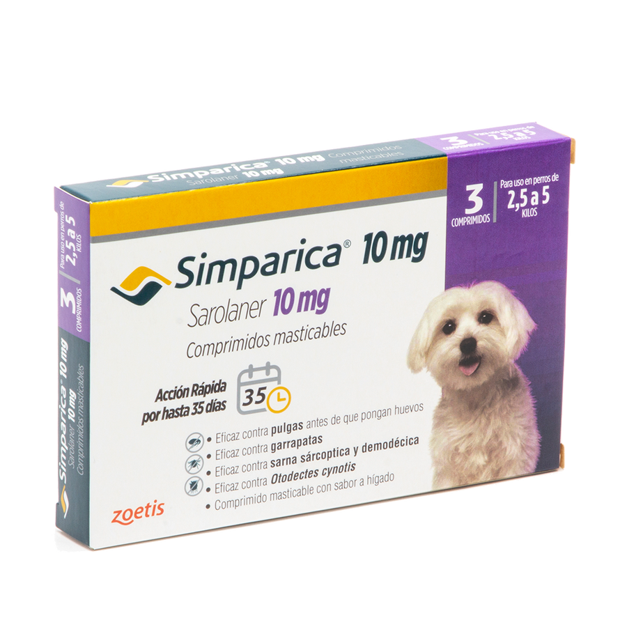 SIMPARICA 10 MG 2,6-5 KG 3 COMPRIMIDOS