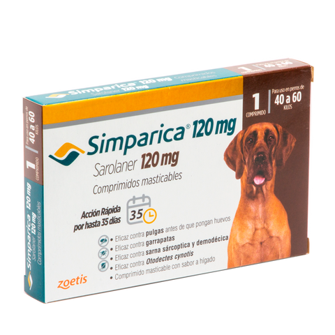 SIMPARICA 120 MG 40-60 KG 1 COMPRIMIDO