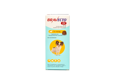 Bravecto 1M Perro 2-4,5 kg | Antipulgas y Garrapatas Masticable