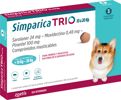 SIMPARICA TRIO 10-20 KG 3 COMP
