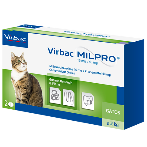 VIRBAC MILPRO GATOS +2 KG 2 COMPRIMIDOS