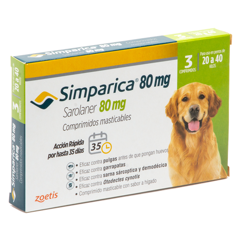 SIMPARICA 80 MG 20-40 KG 3 COMPRIMIDOS