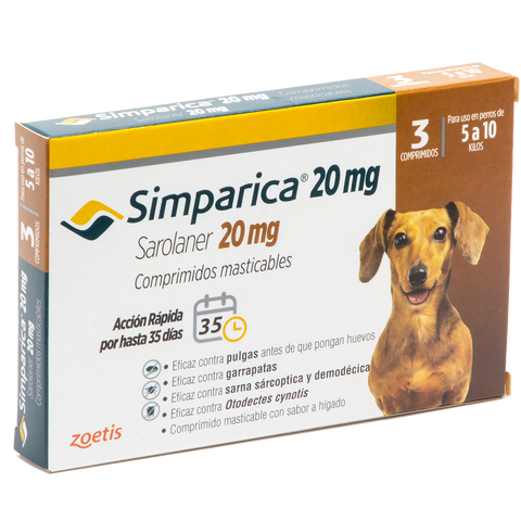 SIMPARICA 20MG 5,1-10 KG 3 COMPRIMIDOS