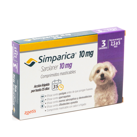 SIMPARICA 10 MG 2,6-5 KG 3 COMPRIMIDOS