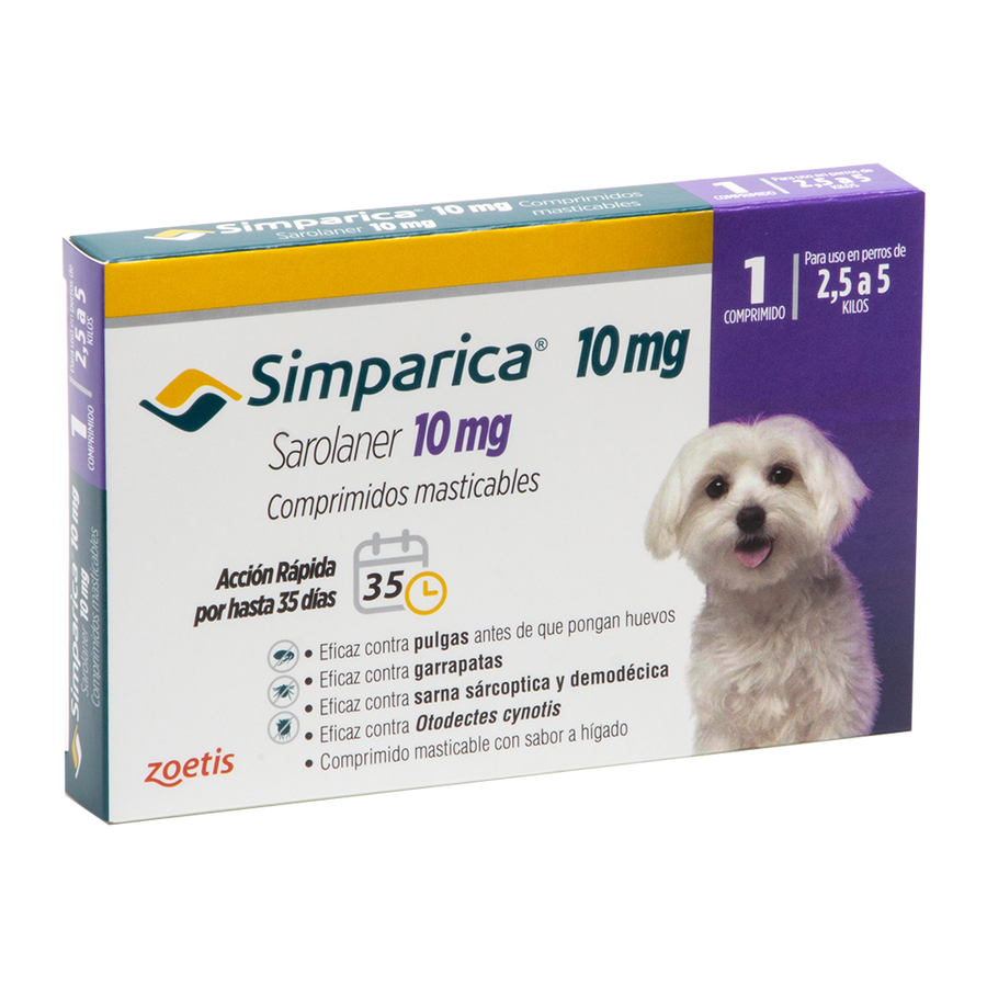 SIMPARICA 10 MG 2.5-5 KG 1 COMPRIMIDO