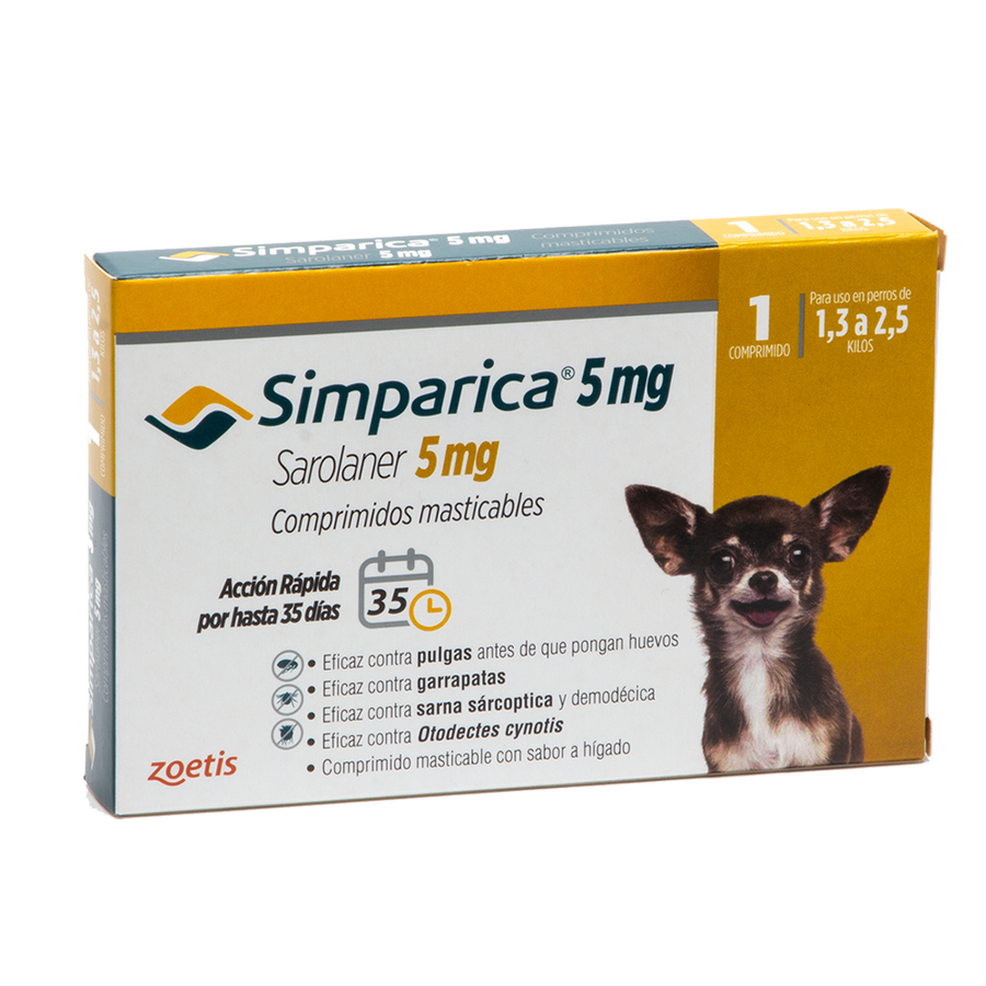 SIMPARICA 5 MG 1.3-2.5 KG 1 COMPRIMIDO