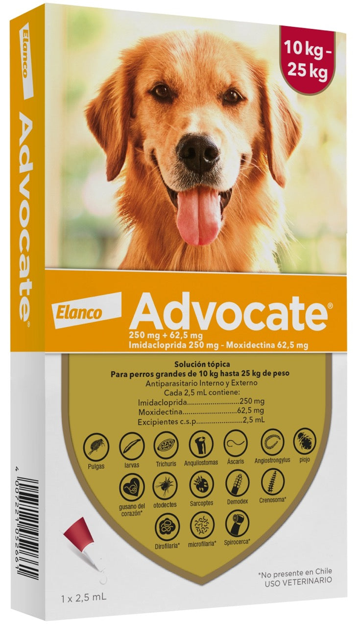 Advocate Perro Pipeta 10-25 kg | Antiparasitario Externo e Interno