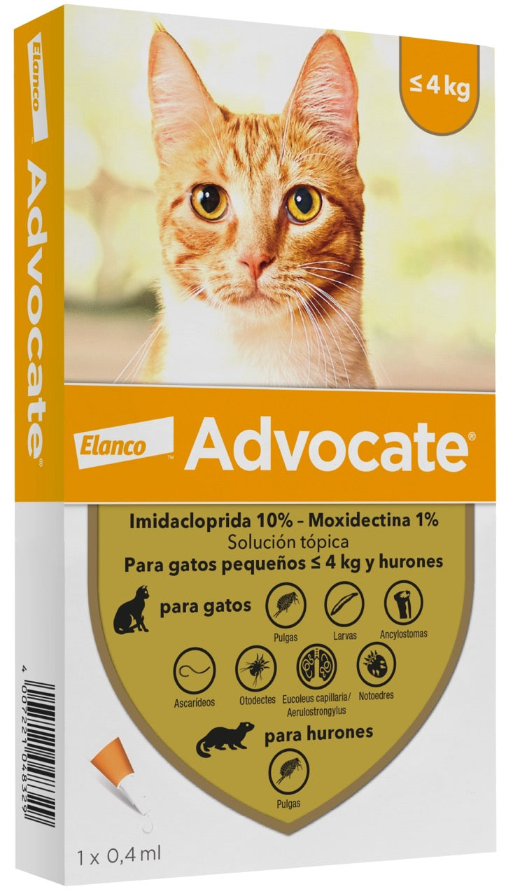 Advocate Pipeta Gato 1-4 kg | Antiparasitario Externo e Interno Gatos