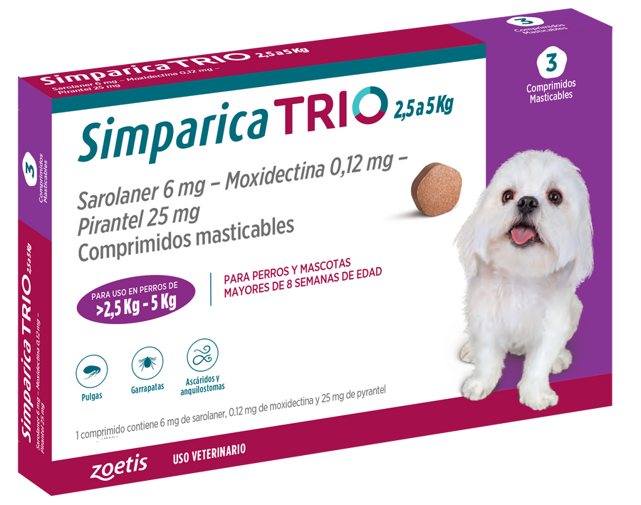 SIMPARICA TRIO 2.5-5 KG 3 COMP