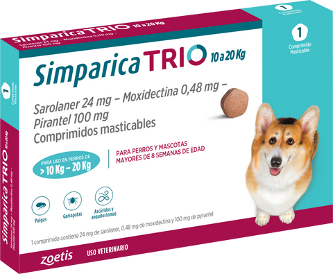 SIMPARICA TRIO 10-20 KG 1 COMP