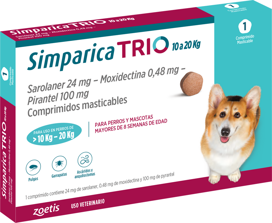 SIMPARICA TRIO 10-20 KG 1 COMP