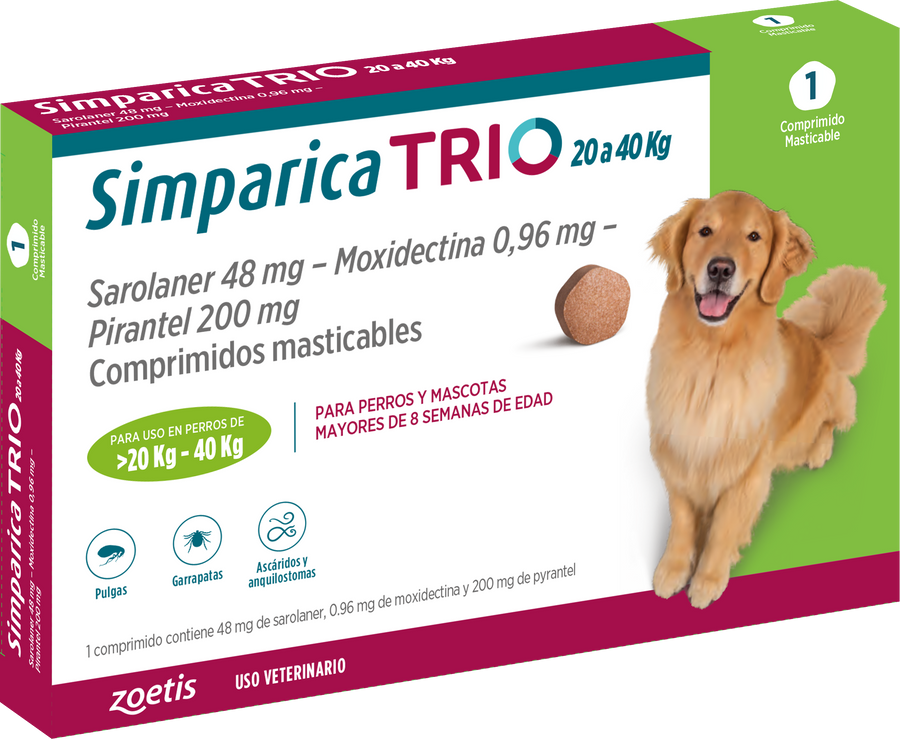 SIMPARICA TRIO 20-40 KG 1 COMP