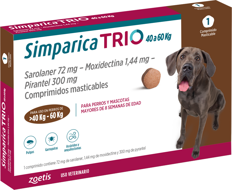 SIMPARICA TRIO 40-60 KG 1 COMP