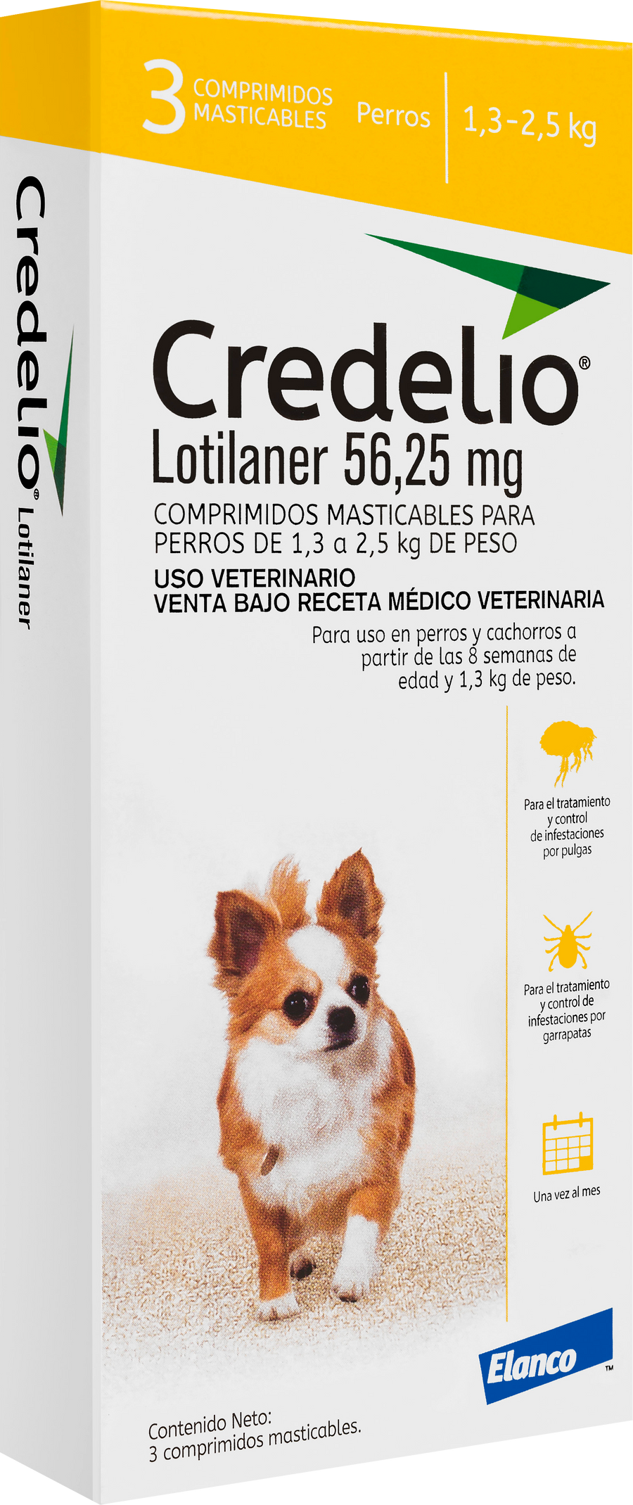 CREDELIO 56.25 MG 1.3 KG-2.5 KG 3 COMPRIMIDOS