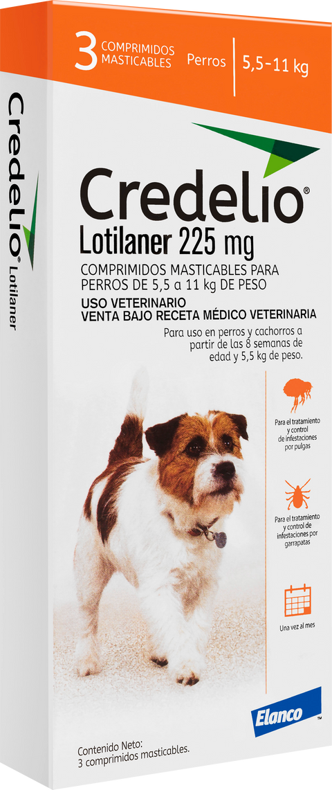 CREDELIO 225 MG 5.5-11 KG 3 COMPRIMIDOS