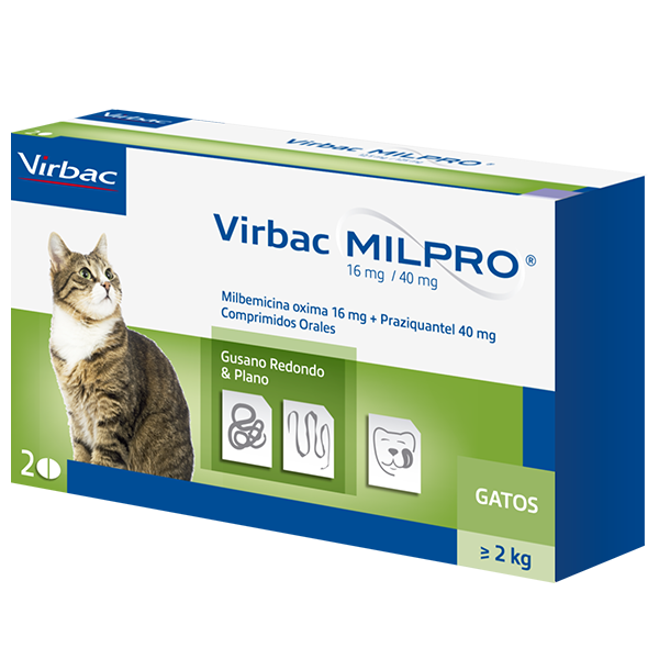 VIRBAC MILPRO GATOS +2 KG 2 COMPRIMIDOS