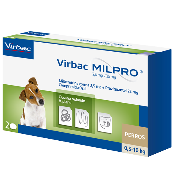 VIRBAC MILPRO PERRO PEQUEÑO 0,5 KG 2 COMPRIMIDOS